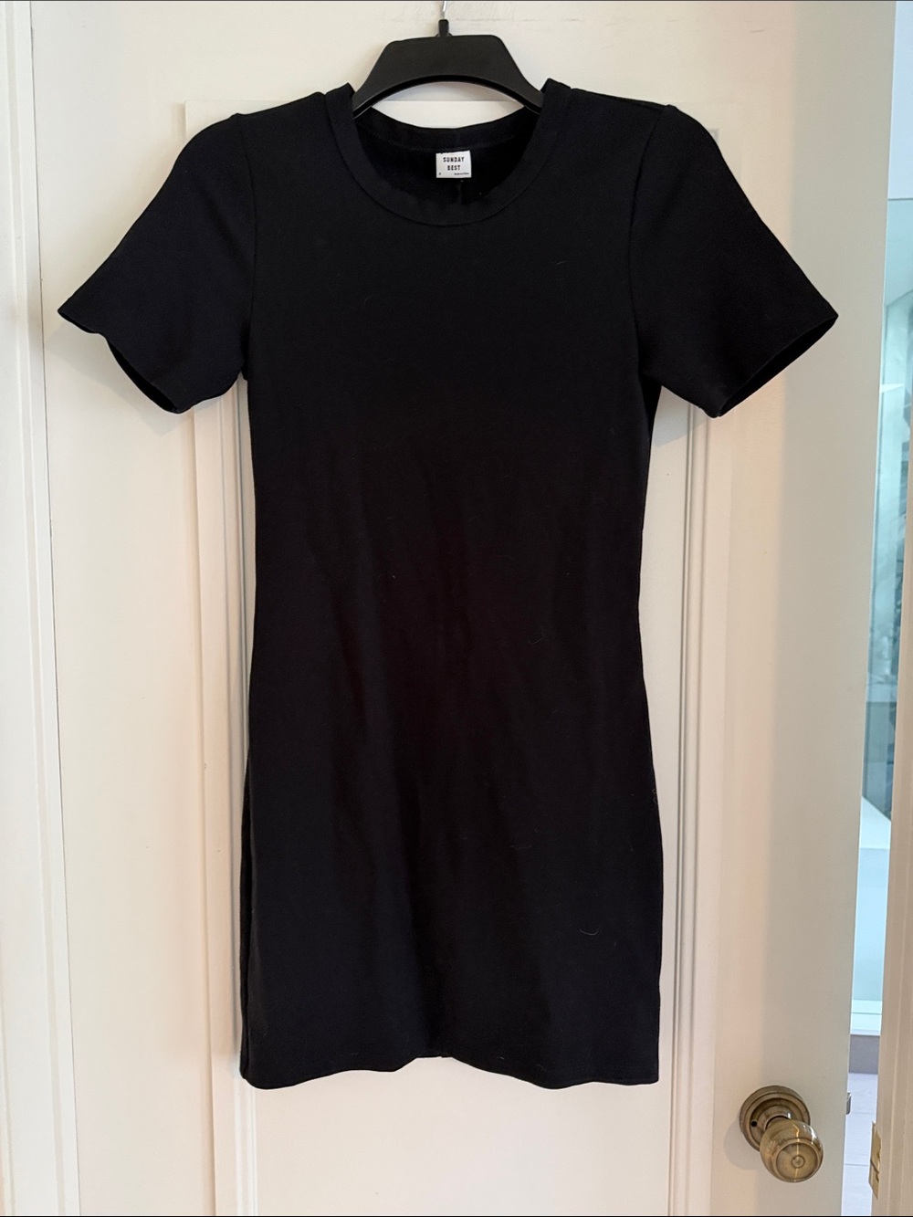 Aritzia Classic Black Short-Sleeve Knit Dress
